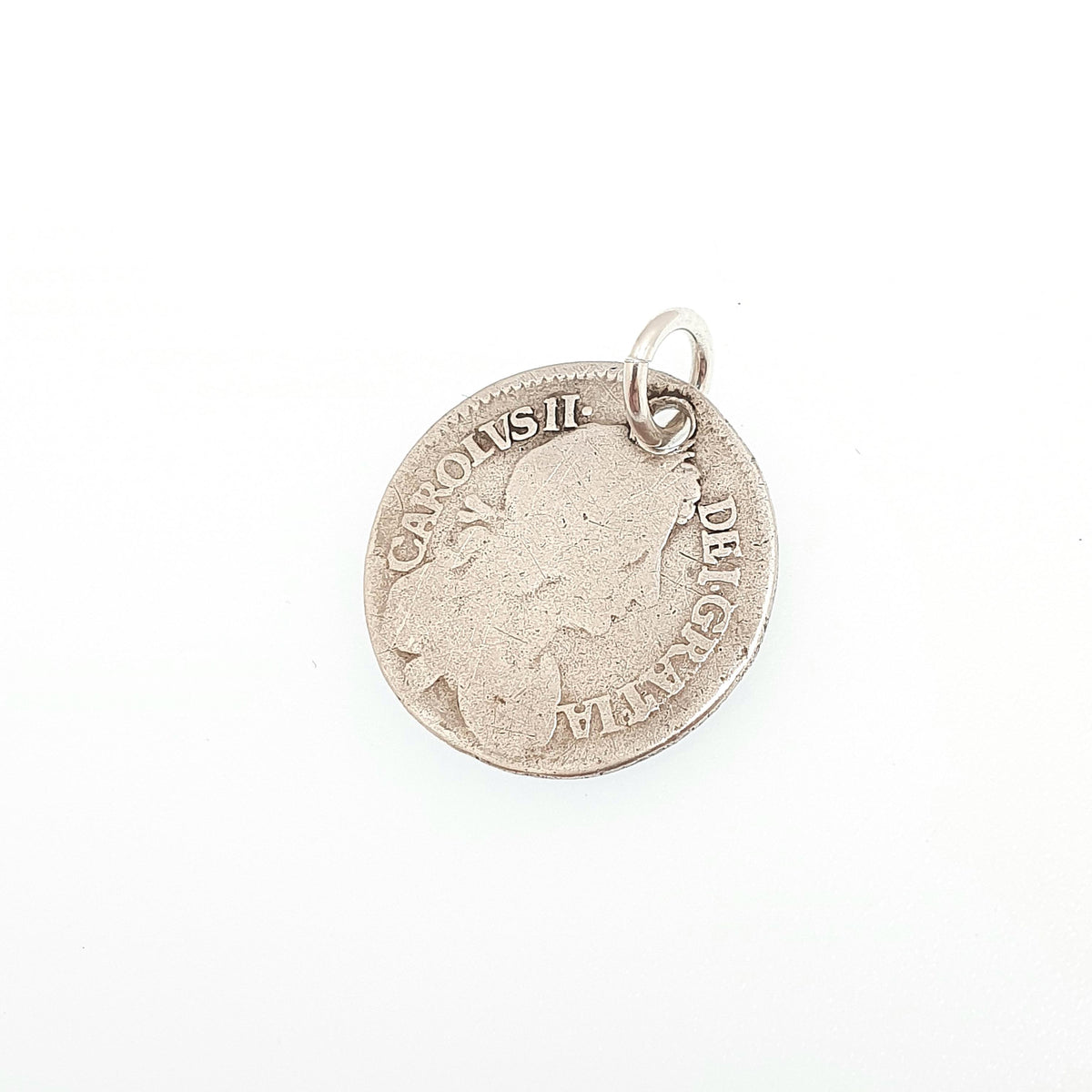 Antique Sterling Silver 1679 Charles II Coin Necklace Pendant Maundy Fourpence Four Pence Bracelet Charm Vintage Jewelry Jewellery