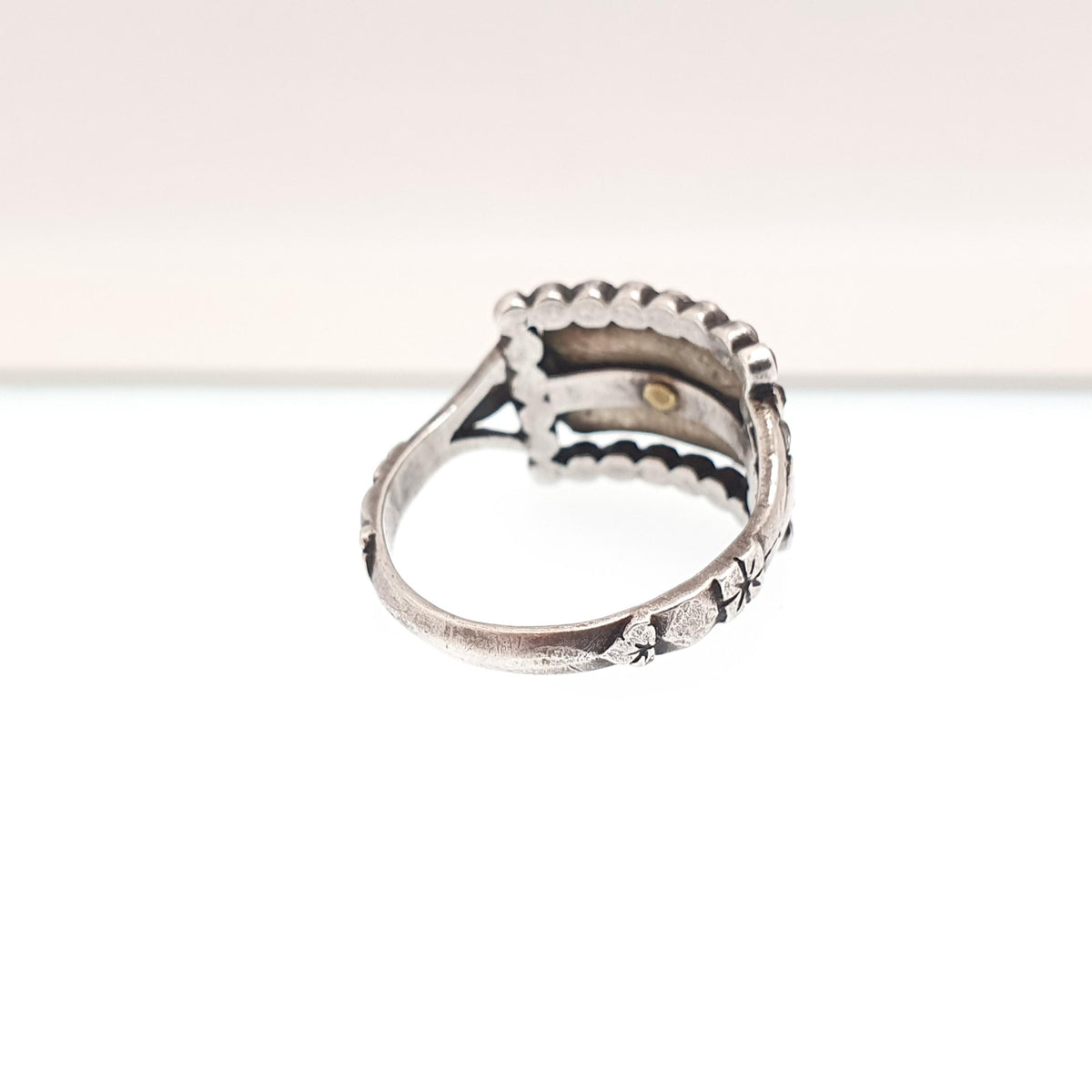 Antique Georgian Solid Silver Diamond Paste Ring Rectangular Signet Foiled Border Early 1800s Genuine Vintage Jewellery Jewelry Womens