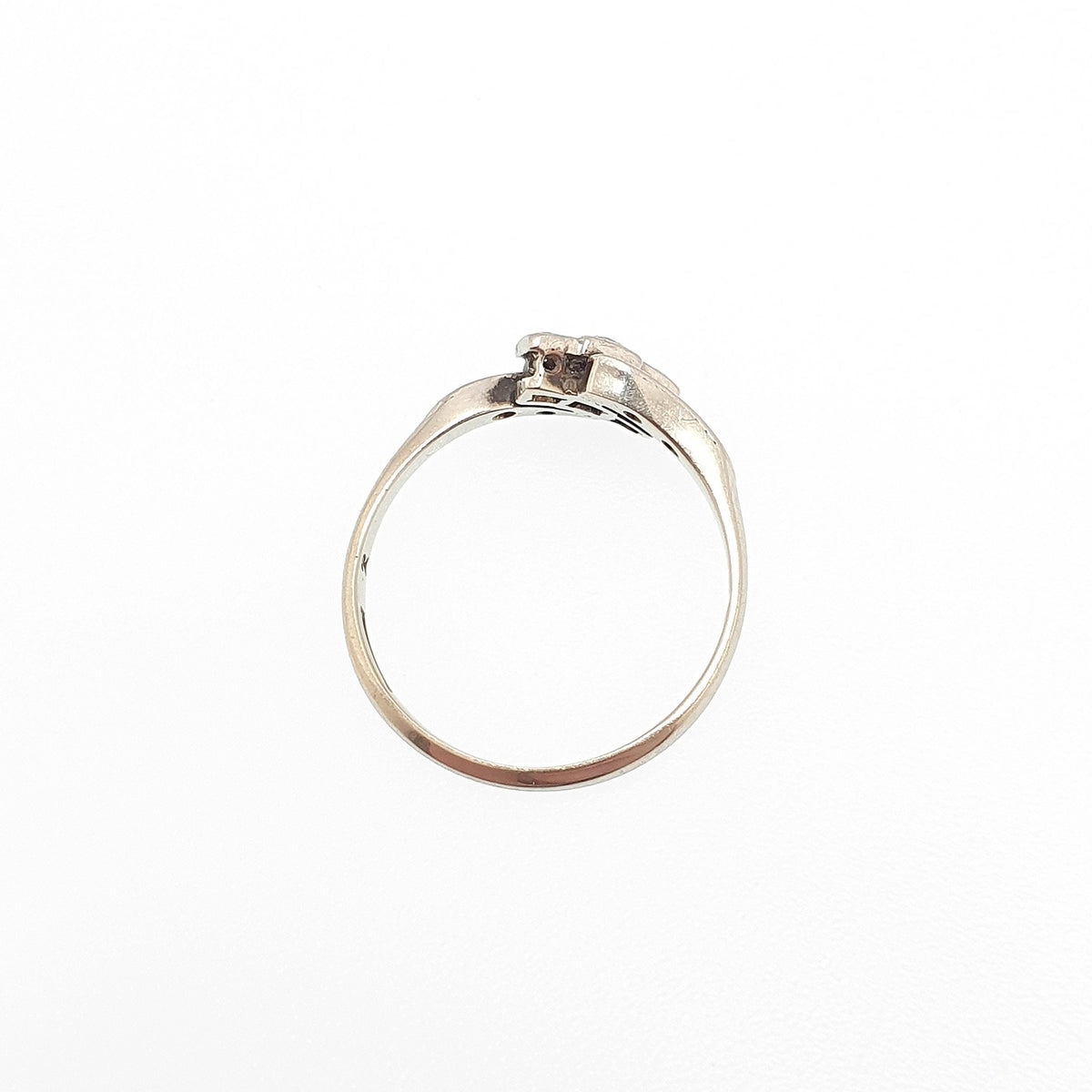Antique Art Deco 18k White Gold Diamond Ring Crossover Natural Square Setting Solid 18ct 18kt 1920s Wedding Vintage Jewelry Jewellery