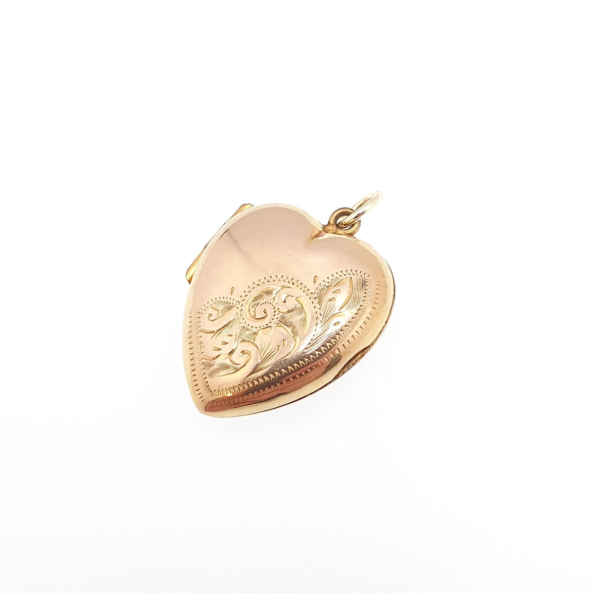 Antique 9ct Gold Heart Locket 9k Back & Front Cute Engraved Solid 9kt 375 Pendant Love Gift Necklace Jewelry Womens Jewellery