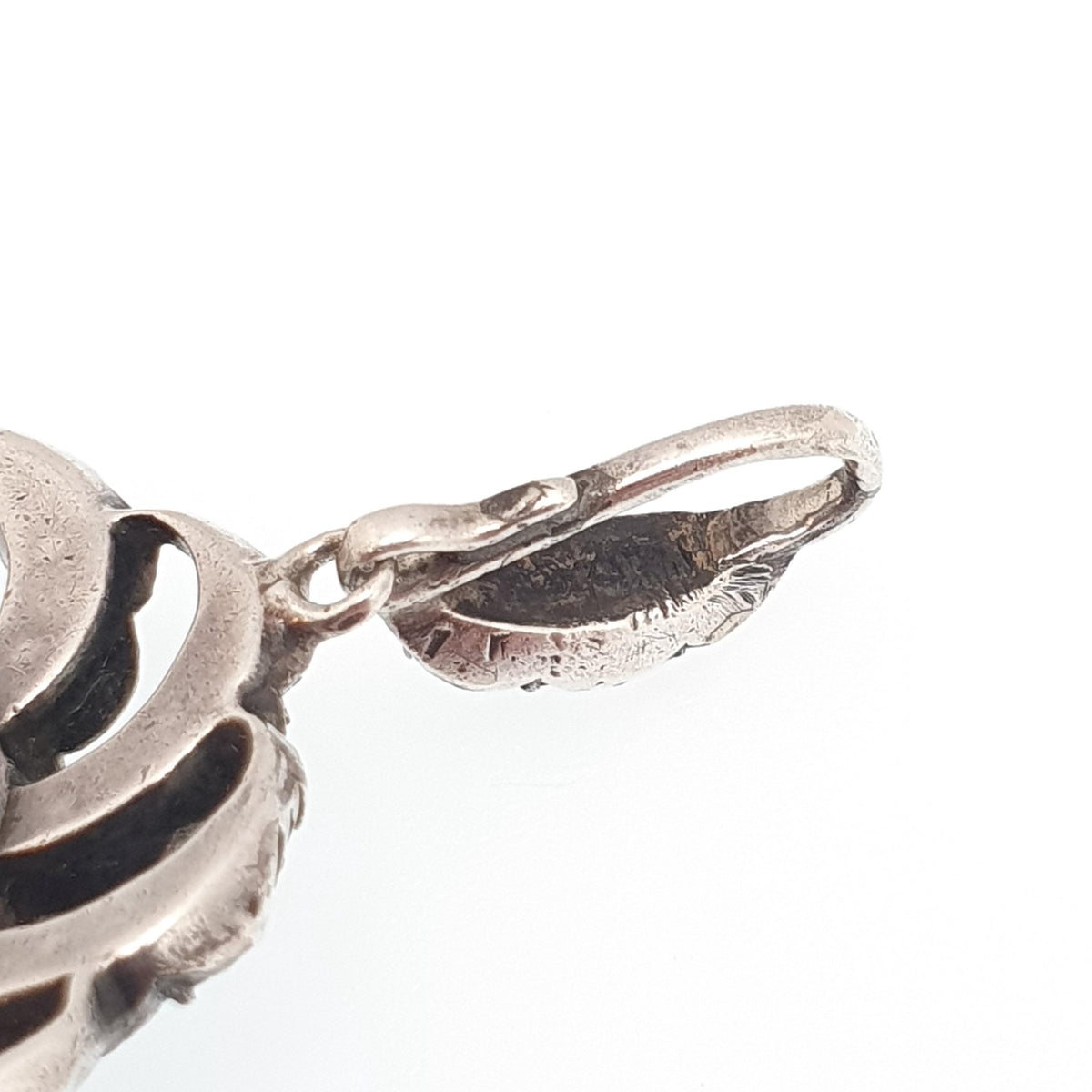 Antique Victorian Solid Silver Diamond Paste Pendant Art Nouveau Necklace Spiral Swirl Foiled Glass Vintage Womens Jewellery Jewelry