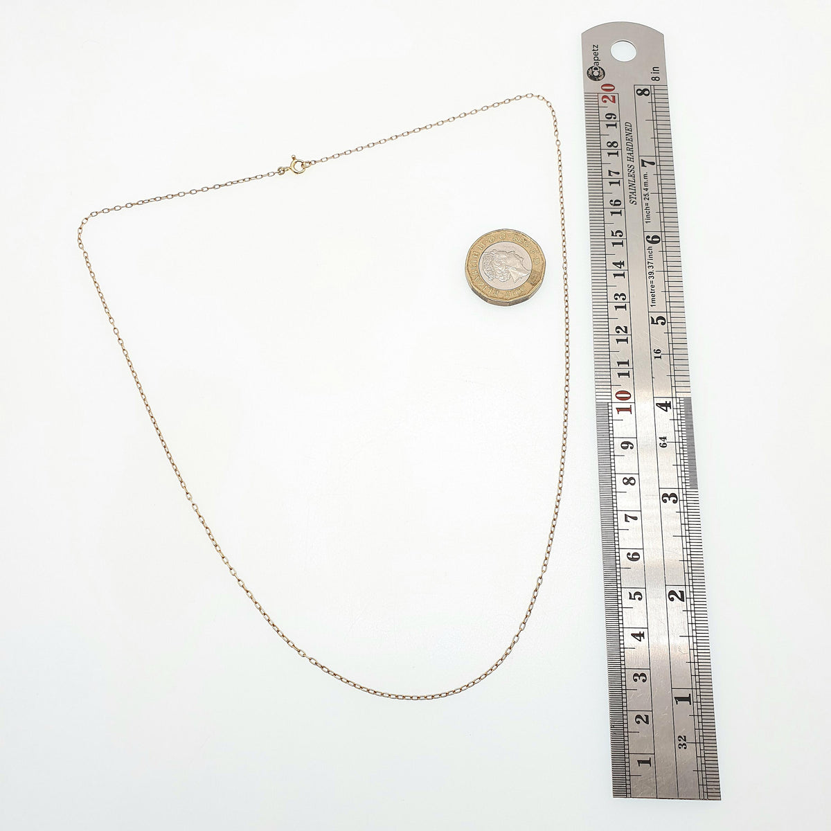 Antique 9ct 9k Gold Chain Necklace Victorian Cable Link Solid 9kt 51cm 20" 1.90g Trace Yellow Genuine Vintage Womens Jewelry