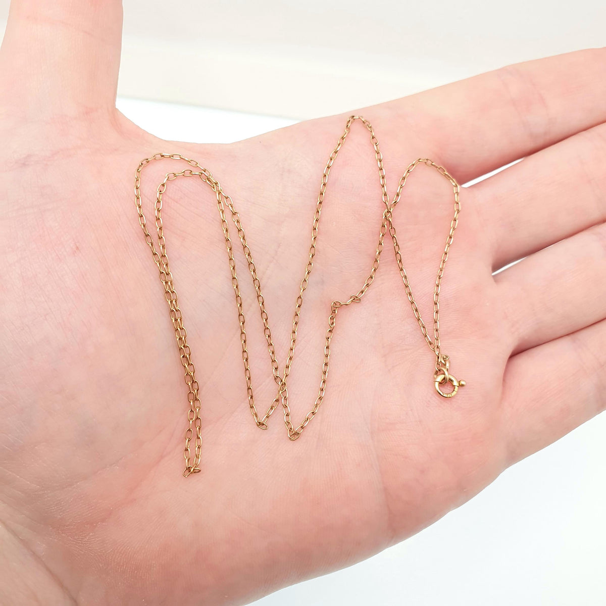 Antique 9ct 9k Gold Chain Necklace Victorian Cable Link Solid 9kt 51cm 20" 1.90g Trace Yellow Genuine Vintage Womens Jewelry