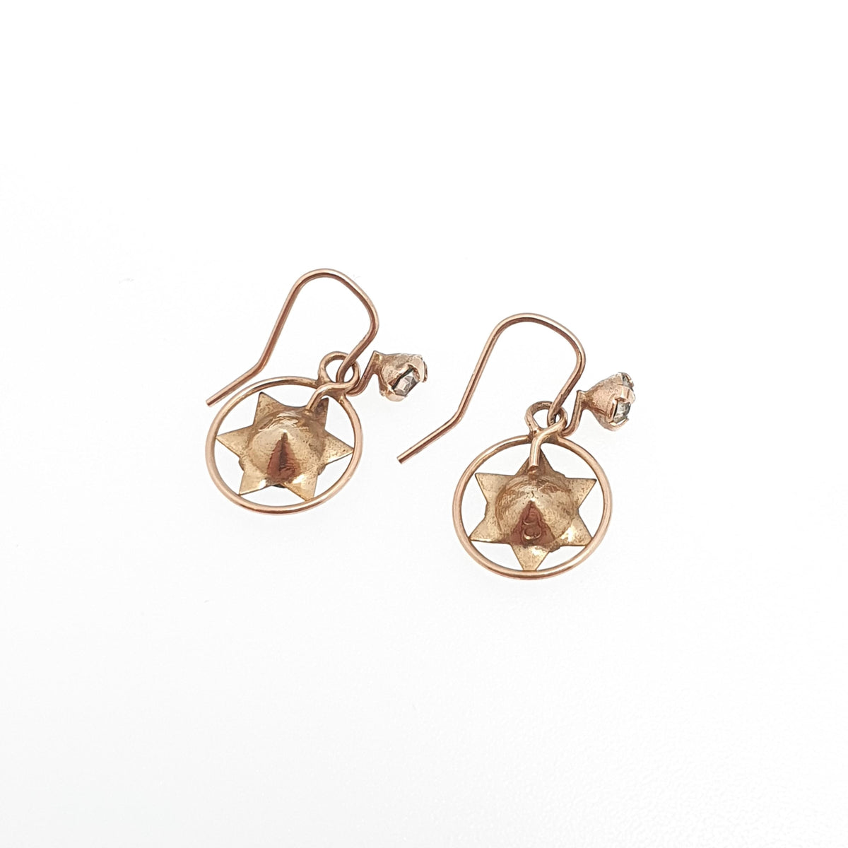 Antique 9ct Gold Star Earrings Diamond Paste Earrings Solid 9k 9kt 375 Hook Celestial Stars Drop Dangle Womens Jewelry Jewellery