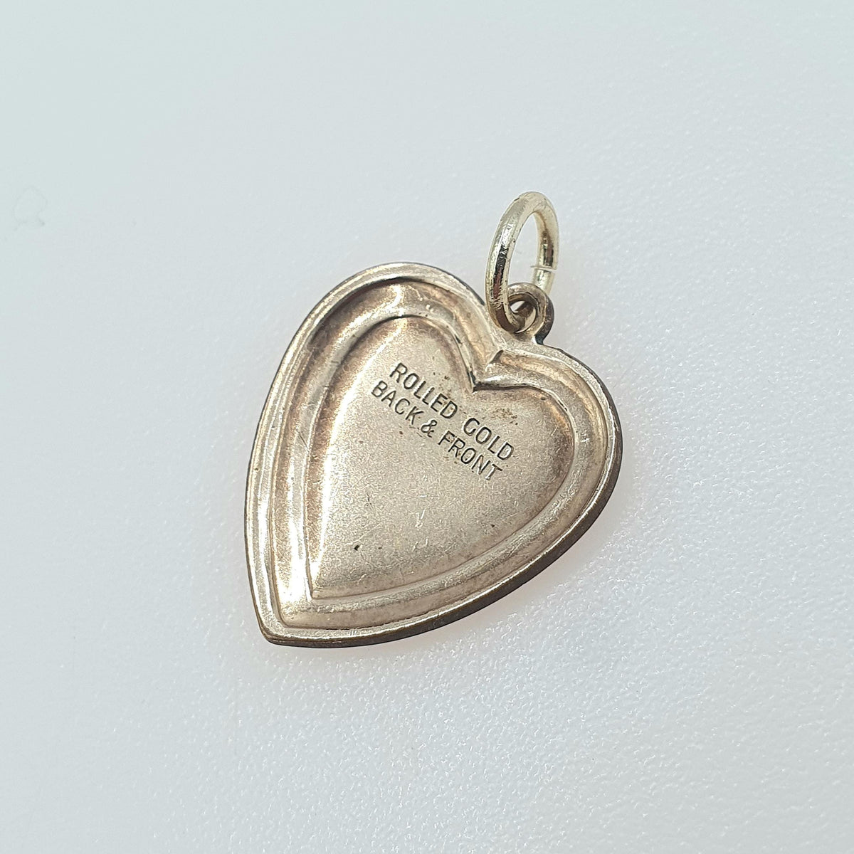 Antique Rolled Gold Heart Pendant Necklace Charm Gold Filled Art Deco Plain Smooth Love Womens Jewelry Vintage Jewellery