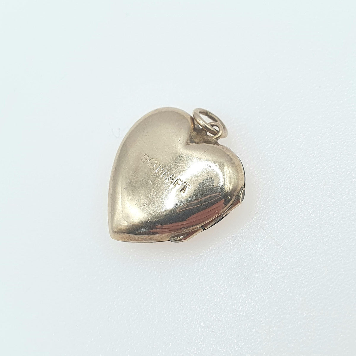 Antique 9ct Gold Heart Locket Back and Front Small Yellow Hand Engraved Love Gift Necklace Jewelry Womens Jewellery