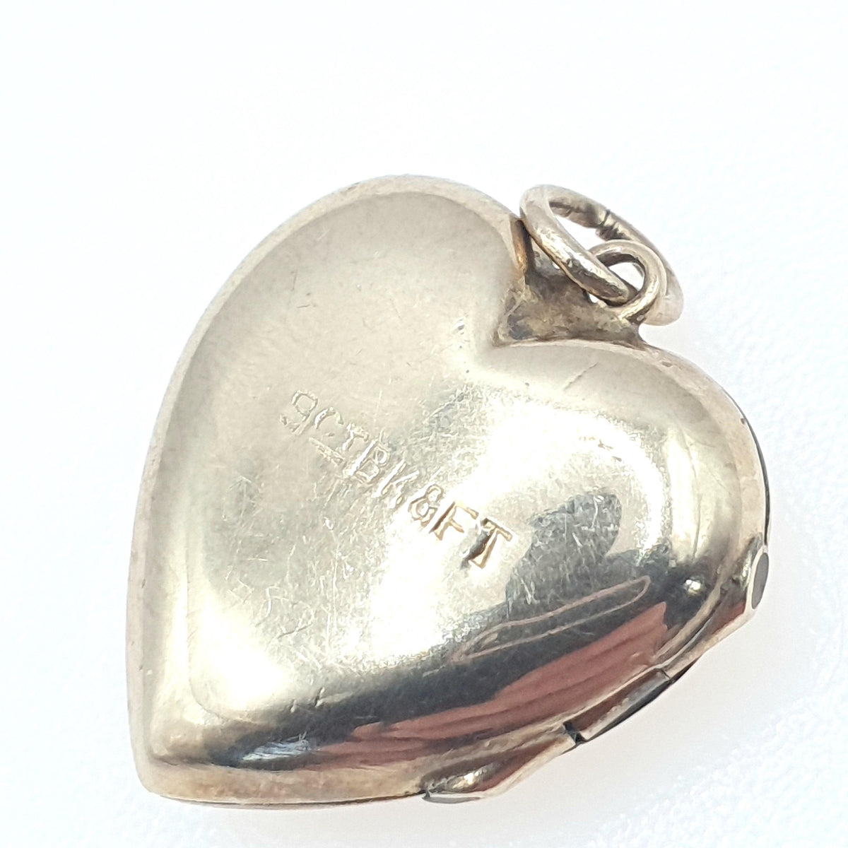 Antique 9ct Gold Heart Locket Back and Front Small Yellow Hand Engraved Love Gift Necklace Jewelry Womens Jewellery
