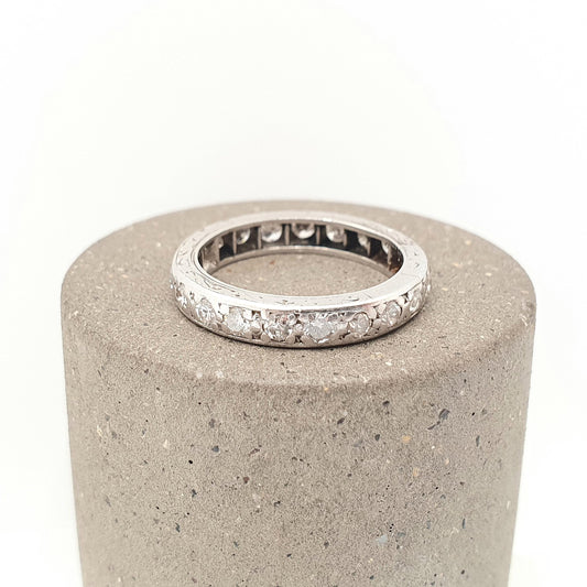 Antique Art Deco Platinum Diamond Eternity Ring 0.7ct Natural Diamonds 1920s Gemstone Full Band Stacker Wedding Womens Jewellery Jewelry
