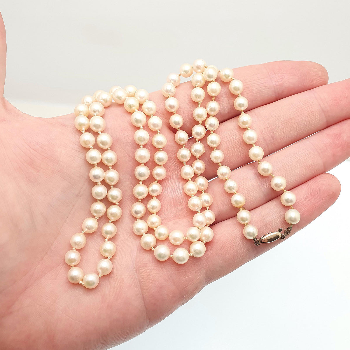 Antique Art Deco 9ct 9k Cultured Pearl Necklace Very Long 68cm 26" 26.04g Opera Solid 9kt Vintage Genuine Real Pearls Jewelry Jewellery