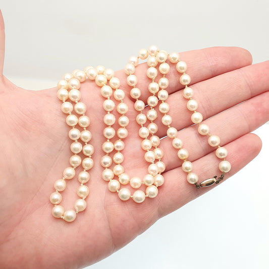 Antique Art Deco 9ct 9k Cultured Pearl Necklace Very Long 68cm 26" 26.04g Opera Solid 9kt Vintage Genuine Real Pearls Jewelry Jewellery