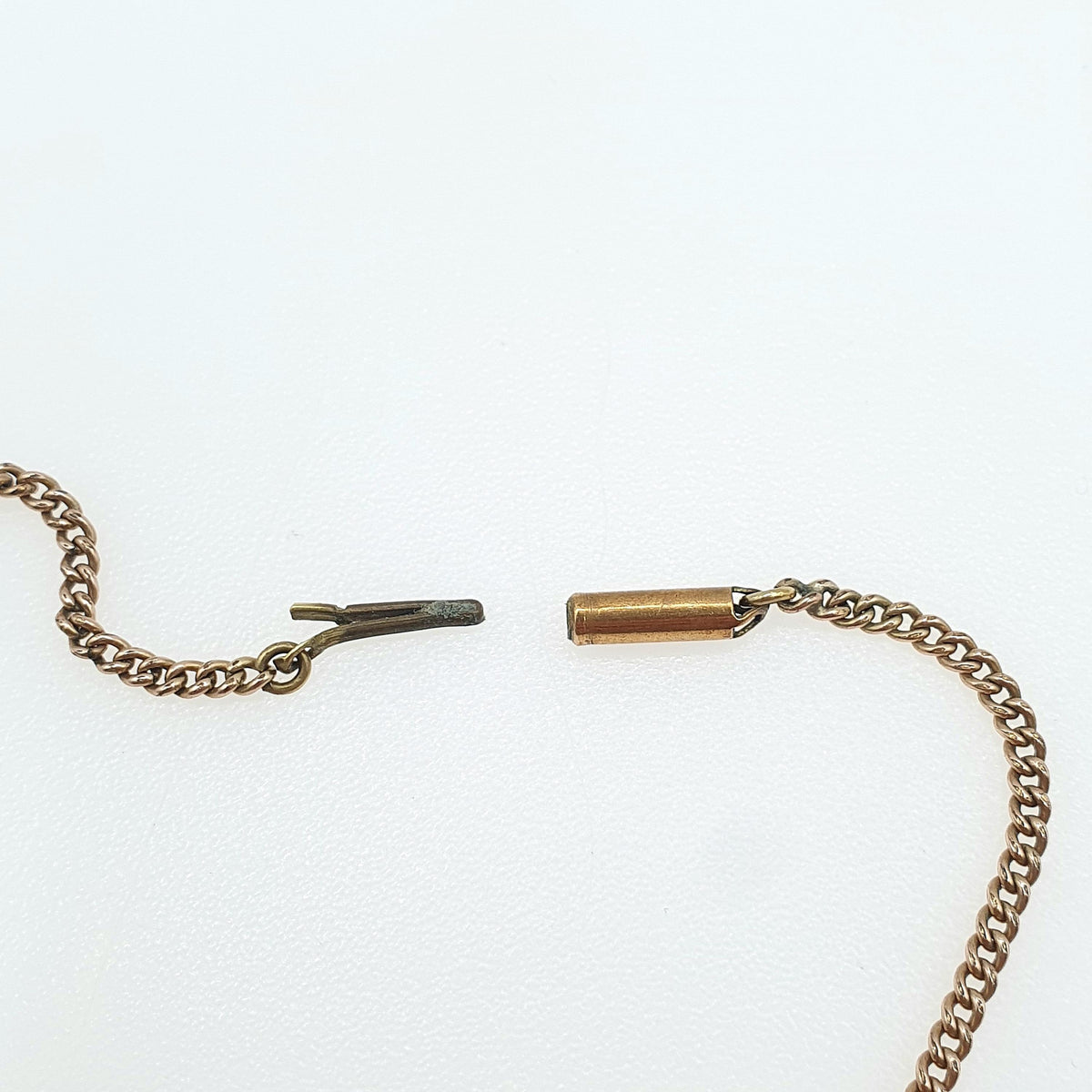 Antique Rose Rolled Gold Curb Link Chain Necklace Gold Filled Barrel Clasp 47cm 18.5" 4.30g Vintage Mens Womens Jewelry Jewellery