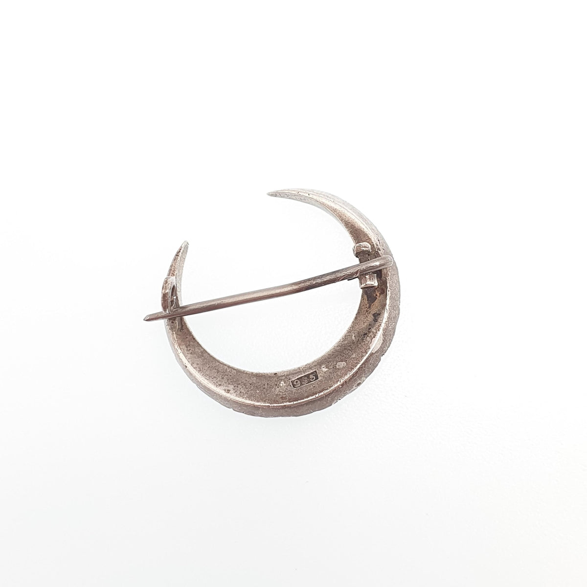 Antique Victorian Solid Silver Crescent Moon Diamond Paste Brooch Celestial Night Sky Womens Jewelry Jewellery Unisex Mens