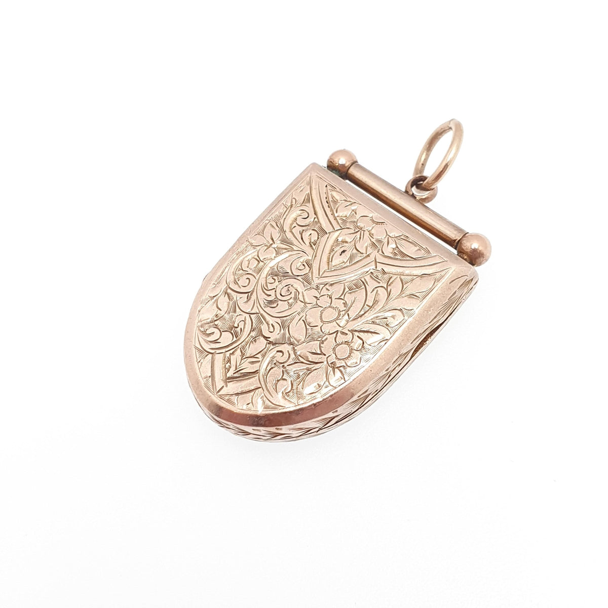 Antique Victorian 9ct Gold Shield Locket 9kt 9k Back and Front Pendant Large Big Hand Engraved Picture Photo Vintage Jewellery Jewelry