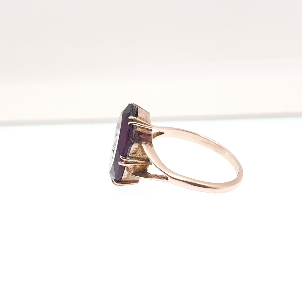 Antique 9ct 9k Gold Amethyst Paste Star Ring Victorian Seed Pearl Oval Cut Solid 9k 9kt Celestial Vintage Womens Jewelry Jewellery