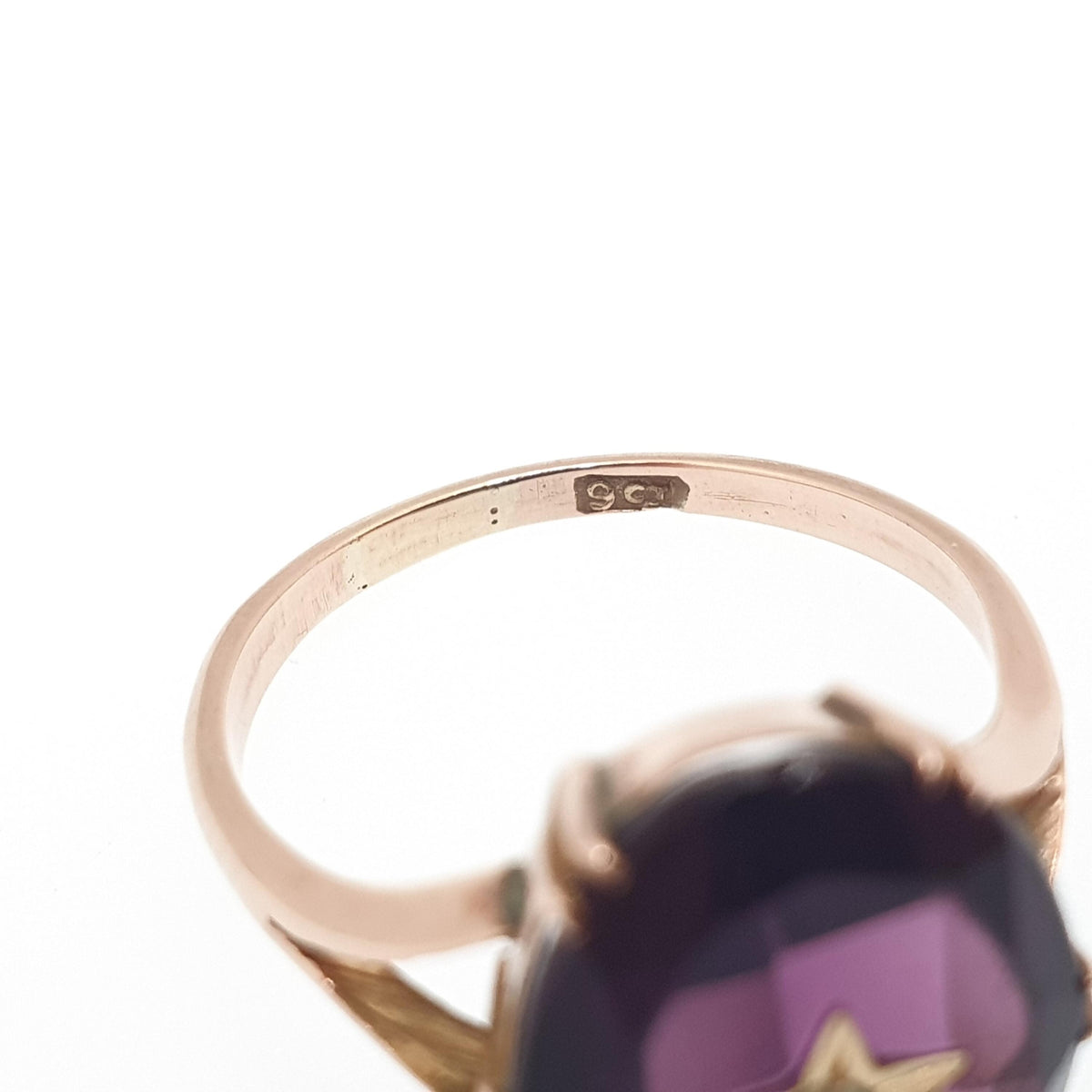 Antique 9ct 9k Gold Amethyst Paste Star Ring Victorian Seed Pearl Oval Cut Solid 9k 9kt Celestial Vintage Womens Jewelry Jewellery