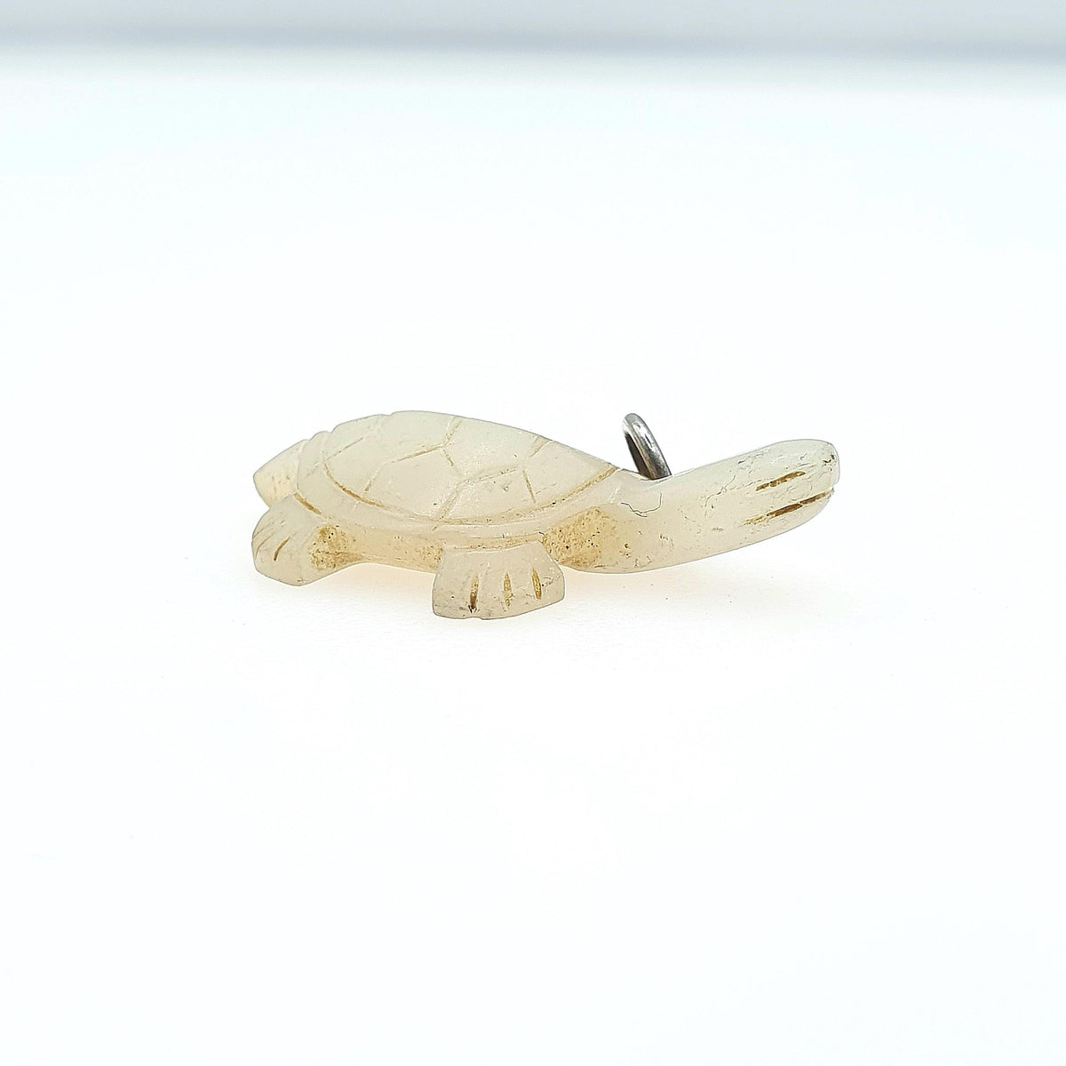 Antique Victorian Mother of Pearl Turtle Tortoise Pendant Charm Necklace White Shell Hand Carved Animal Womens Mens Jewellery Jewelry