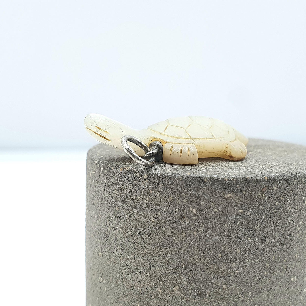 Antique Victorian Mother of Pearl Turtle Tortoise Pendant Charm Necklace White Shell Hand Carved Animal Womens Mens Jewellery Jewelry