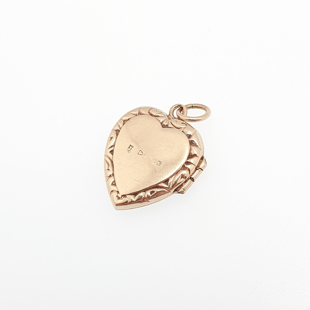 Old Vintage 9ct Gold Heart Locket Hand Engraved Embossed Pendant 1940s All Solid 9k 9kt Necklace Photo Pendant Womens Jewelry Jewellery