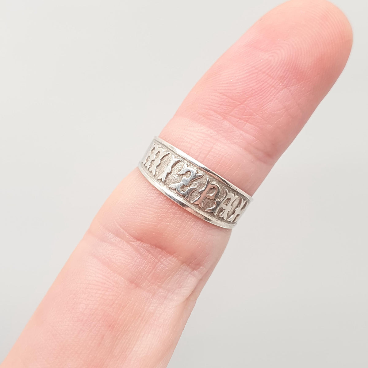Antique Sterling Silver MIZPAH Ring Victorian 1883 Hallmark Band Solid 925 Emotional Bond Watchtower 1800s Vintage Womens Jewelry Jewellery