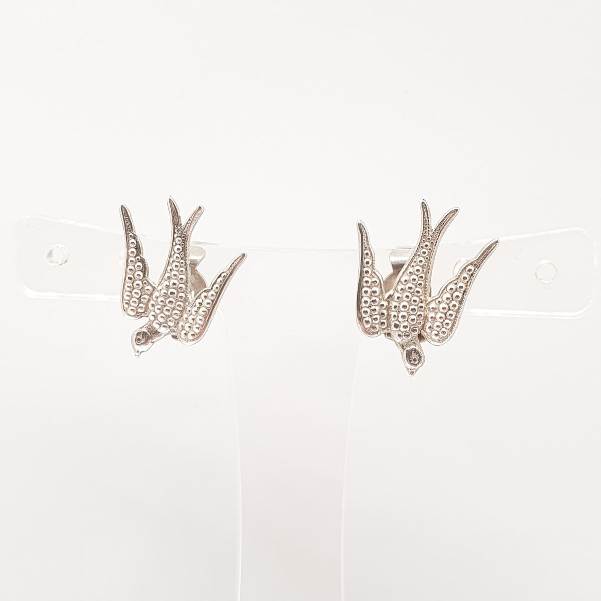 Antique Sterling Silver Swallow Bird Earrings Swift Clip On Pair of Birds Charles Horner Style Pastry Cutter Vintage Jewelry Jewellery