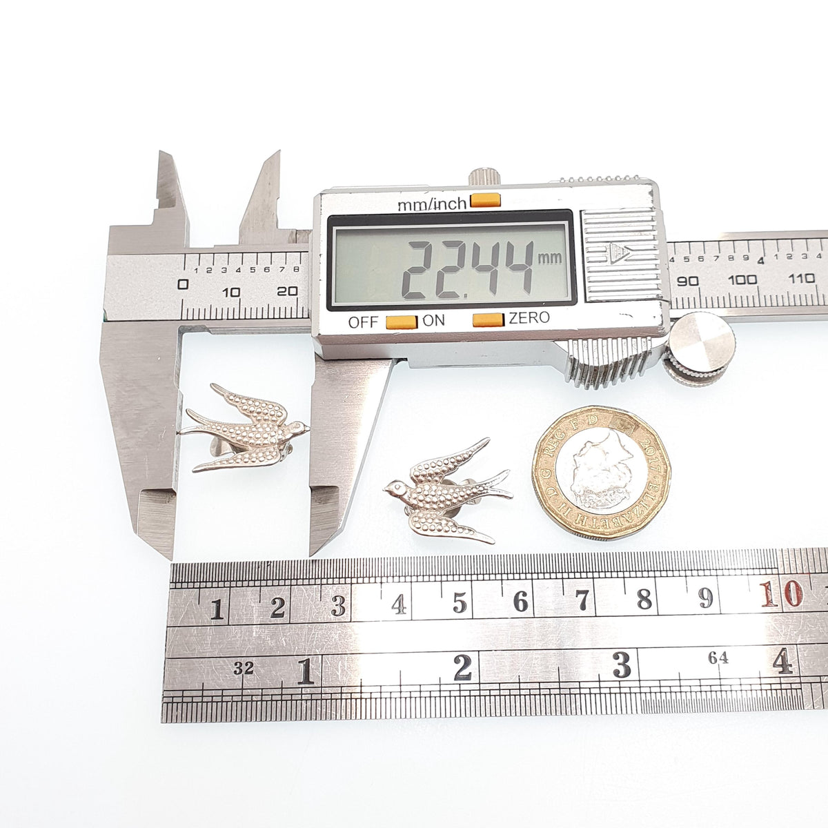 Antique Sterling Silver Swallow Bird Earrings Swift Clip On Pair of Birds Charles Horner Style Pastry Cutter Vintage Jewelry Jewellery