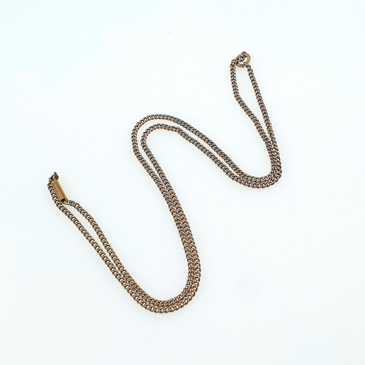 Antique Rose Rolled Gold Curb Link Chain Necklace Gold Filled Barrel Clasp 47cm 18.5" 4.30g Vintage Mens Womens Jewelry Jewellery