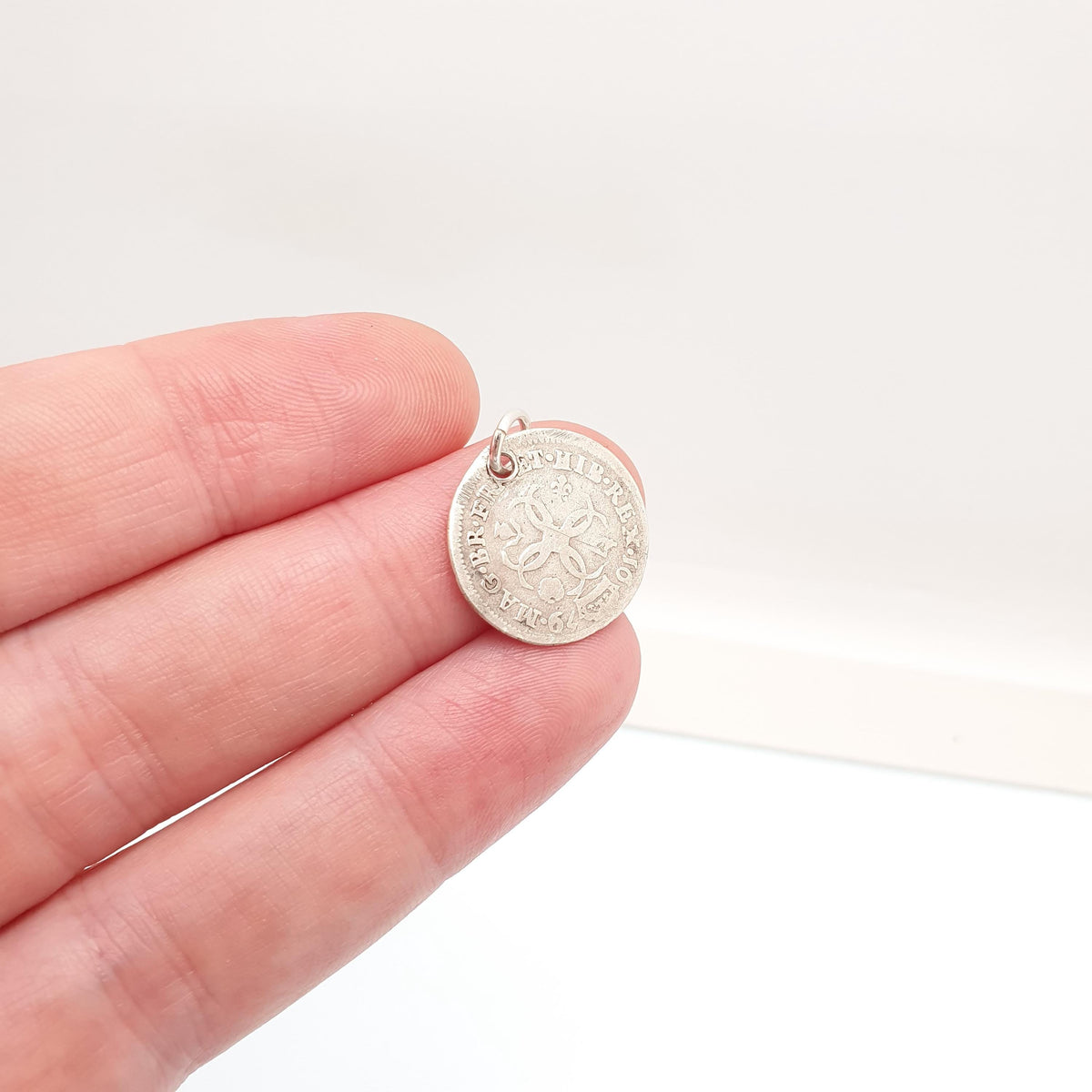 Antique Sterling Silver 1679 Charles II Coin Necklace Pendant Maundy Fourpence Four Pence Bracelet Charm Vintage Jewelry Jewellery