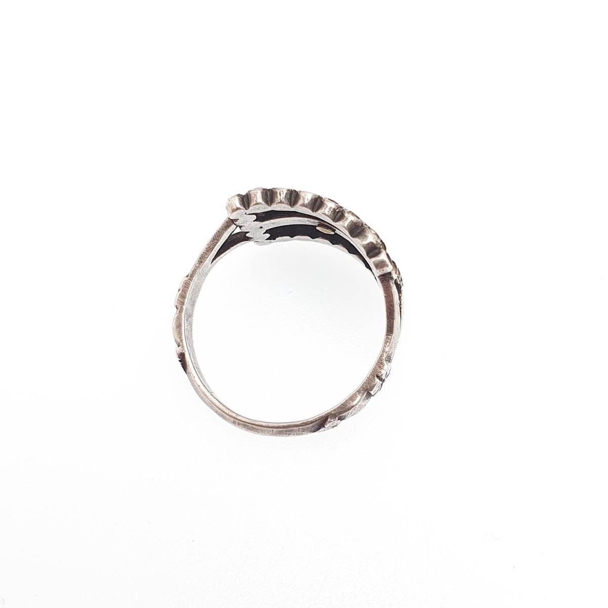 Antique Georgian Solid Silver Diamond Paste Ring Rectangular Signet Foiled Border Early 1800s Genuine Vintage Jewellery Jewelry Womens