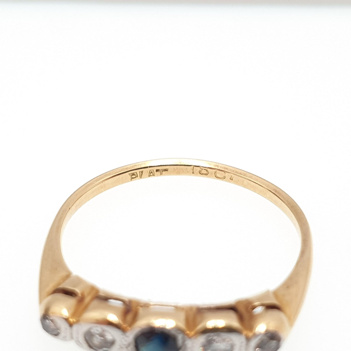 Antique 18ct Gold Sapphire & Diamond Ring Solid 18k 750 Round Old Cut Genuine Gemstones Vintage Jewelry Jewellery