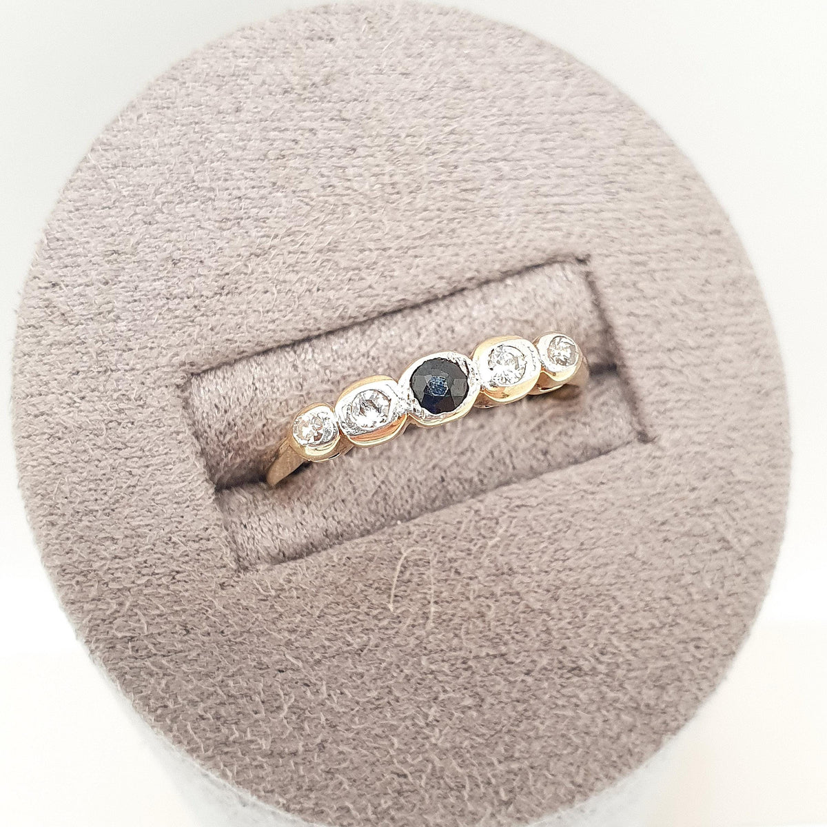 Antique 18ct Gold Sapphire & Diamond Ring Solid 18k 750 Round Old Cut Genuine Gemstones Vintage Jewelry Jewellery