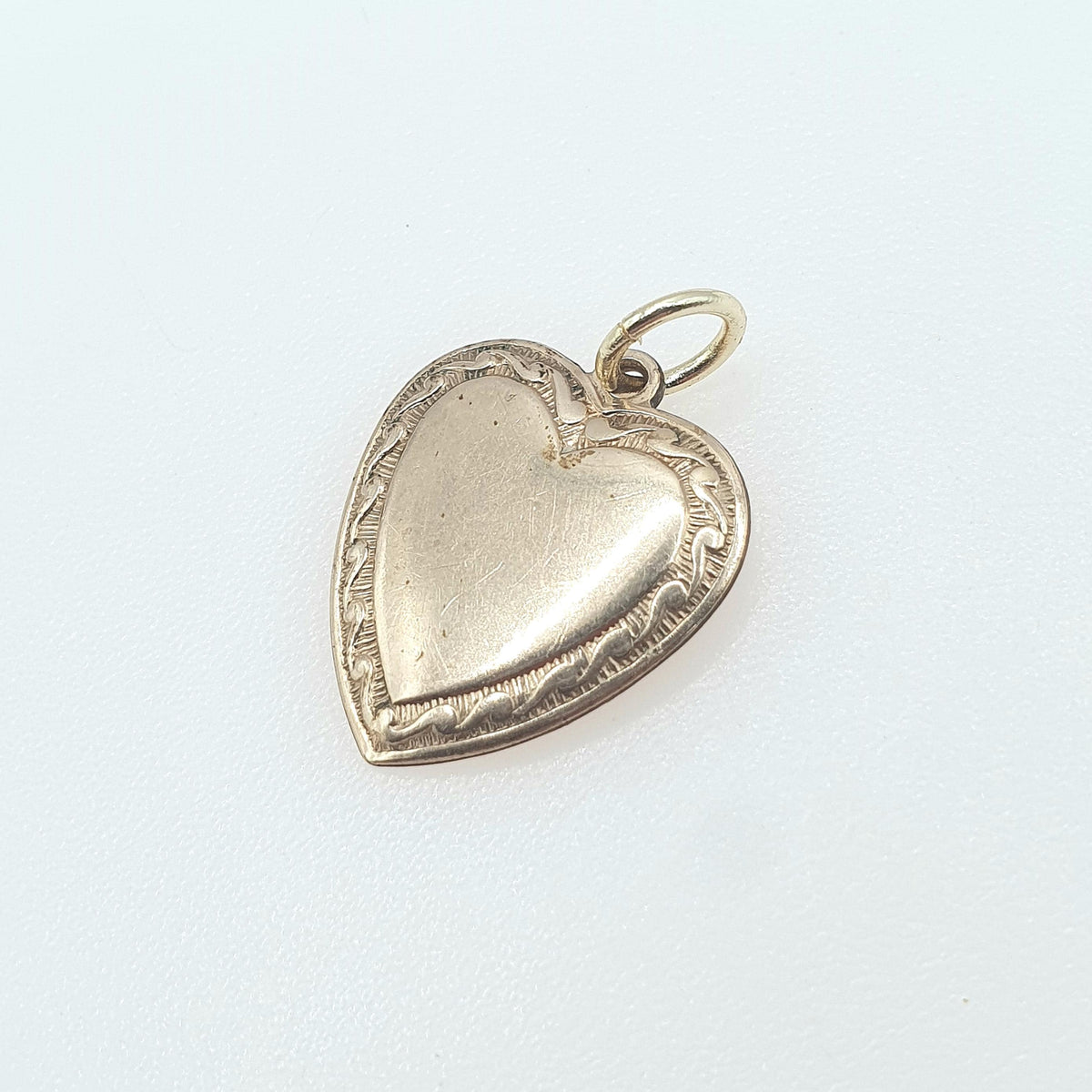Antique Rolled Gold Heart Pendant Necklace Charm Gold Filled Art Deco Plain Smooth Love Womens Jewelry Vintage Jewellery