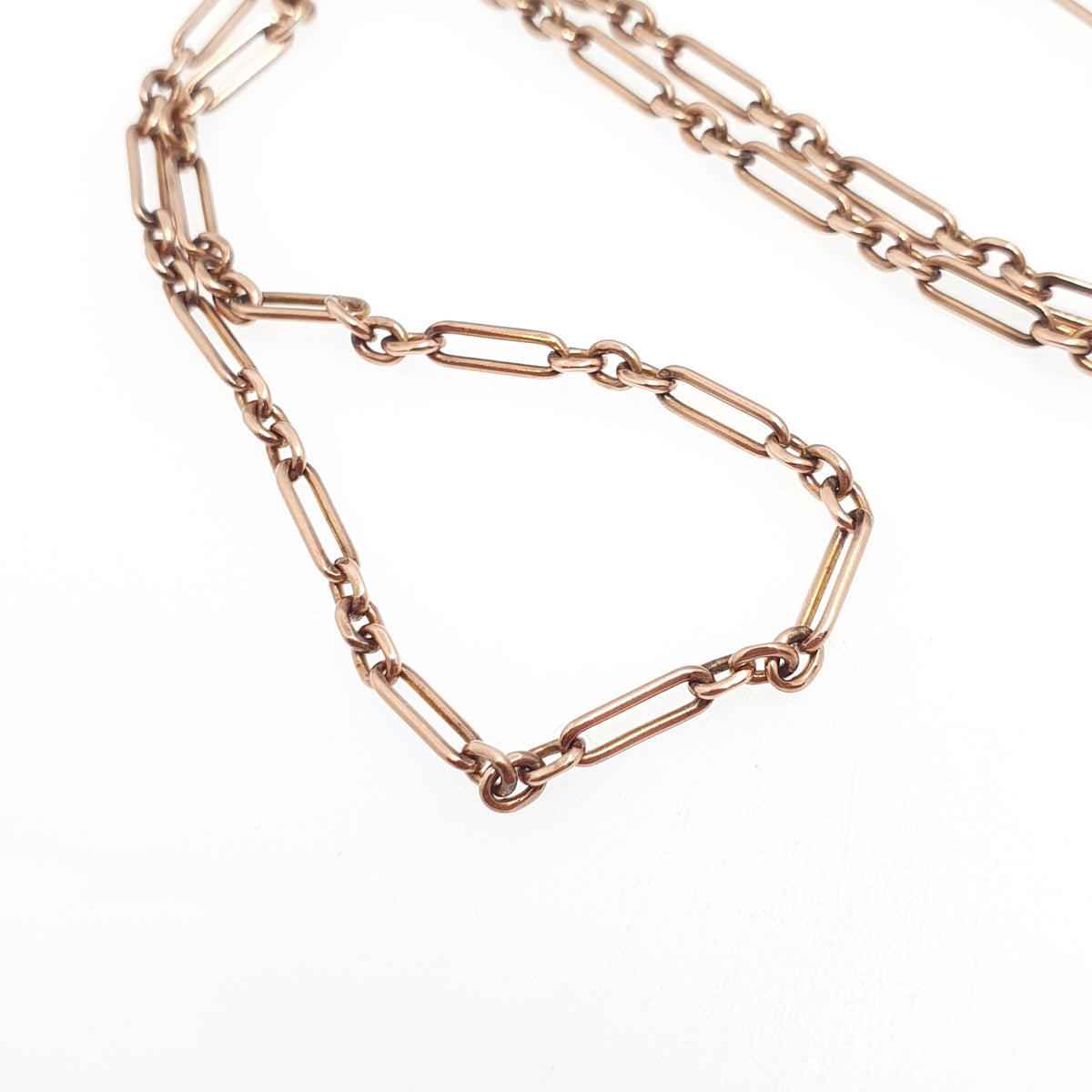 Antique 9ct 9k Rose Gold Chain Necklace Staple Link Victorian Figaro 45cm 17.7" 6.98g Red Solid 9 Carat 9kt Vintage Womens Jewelry Jewelry