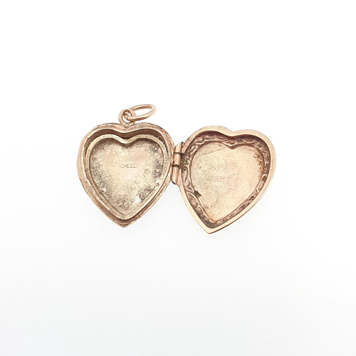 Old Vintage 9ct Gold Heart Locket Hand Engraved Embossed Pendant 1940s All Solid 9k 9kt Necklace Photo Pendant Womens Jewelry Jewellery